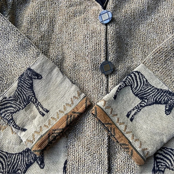 Vintage  Villa Factory Western Zebra Print Woven Tapestry Jacket - Picture 9 of 16